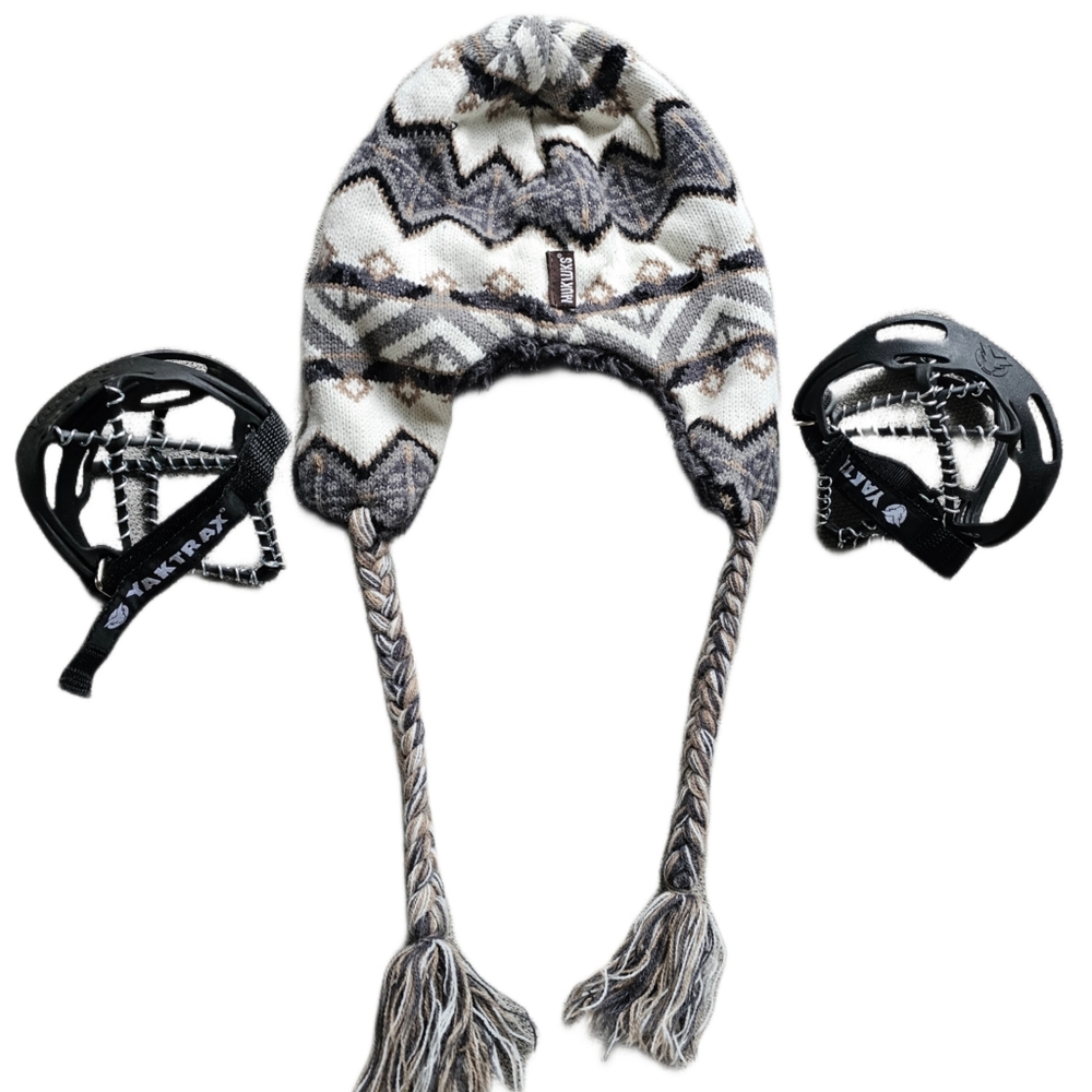Mukluks Winter Hat & Yaktrax Snow Ice Hiking Shoe Guards ❄️ 🏔